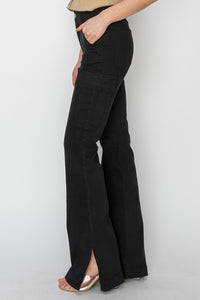 Thumbnail for RISEN Full Size High Rise Side Slit Cargo Bootcut Jeans