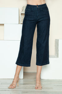 Thumbnail for Judy Blue Full Size Side Seam Braid Detail Crop Wide Leg Jeans