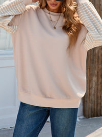 Thumbnail for Striped Patchwork Long Sleeve Sweatshirt