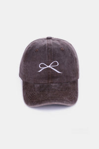 Thumbnail for Zenana Bow Embroidered Washed Cotton Caps