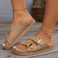 Thumbnail for Double Buckle Open Toe Sandals