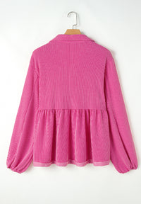 Thumbnail for Texture Collared Neck Long Sleeve Blouse