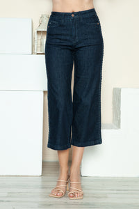 Thumbnail for Judy Blue Full Size Side Seam Braid Detail Crop Wide Leg Jeans