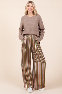 Thumbnail for Mittoshop Striped Satin Elastic Waist Wide Leg Pants