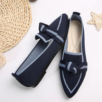 Thumbnail for Bow Contrast Trim Point Toe Loafers