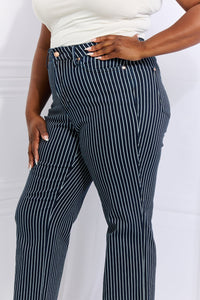 Thumbnail for Judy Blue Cassidy Full Size High Waisted Tummy Control Striped Straight Jeans