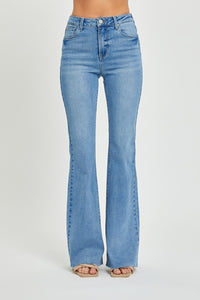 Thumbnail for RISEN Full Size High Rise Raw Cut Hem Bootcut Jeans