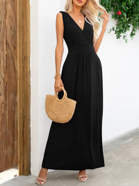 Thumbnail for Surplice Neck Sleeveless Maxi Dress