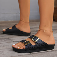 Thumbnail for Double Buckle Open Toe Sandals