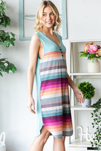 Thumbnail for Heimish Full Size Striped Sleeveless V Neck Dress