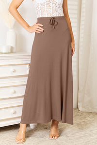 Thumbnail for Double Take Full Size Soft Rayon Drawstring Waist Maxi Skirt