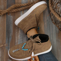 Thumbnail for Tied Bead Trim Platform Sneakers