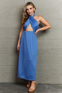 Thumbnail for Ninexis Know Your Worth Criss Cross Halter Neck Maxi Dress