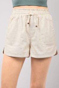 Thumbnail for VERY J Drawstring Elastic Waist Linen Shorts