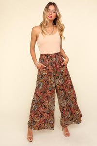 Thumbnail for Haptics Smocked Waist Paisley Print Pants