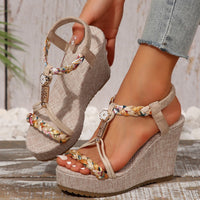 Thumbnail for Braided Strap Wedge Sandals