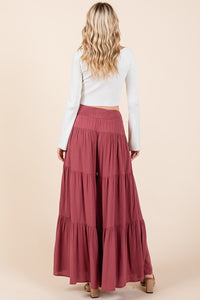 Thumbnail for Mittoshop Tier Detail Smocked Elastic Waist Wide Leg Pants