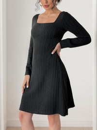 Thumbnail for Perfee Butterfly Square Neck Long Sleeve Dress