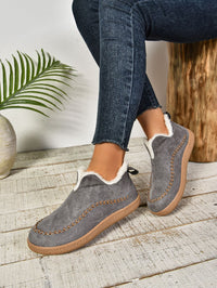 Thumbnail for Faux Fur Round Toe Flat Sneakers