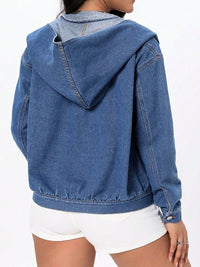 Thumbnail for Button Up Hooded Denim Top