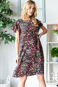 Thumbnail for Heimish Full Size Printed Ruffled Short Sleeve Dress with Pockets