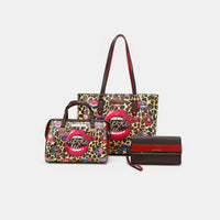 Thumbnail for Nicole Lee USA 3-Piece Wild Lips Print Handbag Set