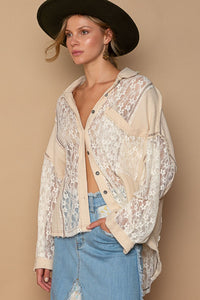 Thumbnail for POL Oversize Lace Button-Down Shirt