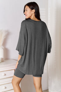 Thumbnail for Basic Bae Full Size Soft Rayon Three-Quarter Sleeve Top and Shorts Set