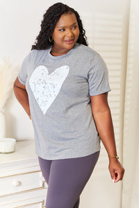 Thumbnail for Simply Love Heart Graphic Cuffed Short Sleeve T-Shirt