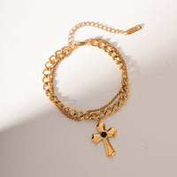 Thumbnail for Stainless Steel Imitation Gemstone Cross Shape Pendant Bracelet