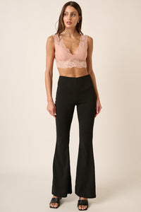 Thumbnail for Mittoshop Crepe Knit Elastic Waist Flare Leg Pants