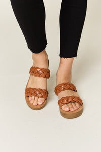 Thumbnail for WILD DIVA Woven Dual Band Platform Sandals