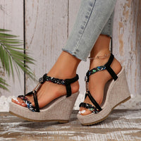 Thumbnail for Braided Strap Wedge Sandals