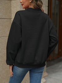 Thumbnail for V-Neck Long Sleeve Dropped Shoulder Sweatshirt