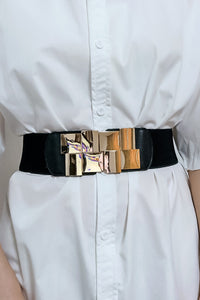 Thumbnail for Geometric Buckle Elastic Wide Belt