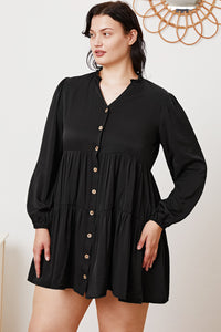 Thumbnail for Ruffled Button Up Long Sleeve Tiered Shirt