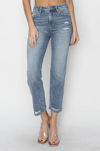 Thumbnail for RISEN Full Size High Waist Distressed Cropped Jeans