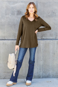 Thumbnail for Basic Bae Full Size V-Neck Long Sleeve Top