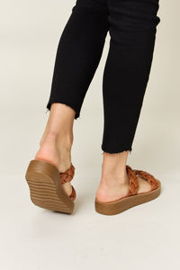 Thumbnail for WILD DIVA Woven Dual Band Platform Sandals