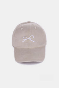 Thumbnail for Zenana Bow Embroidered Washed Cotton Caps