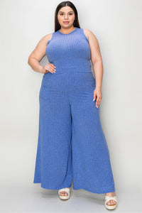 Thumbnail for Basic Bae Full Size Ribbed Tank and Wide Leg Pants Set