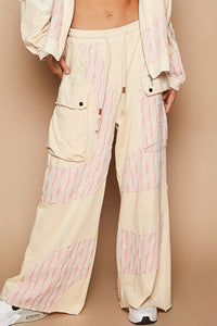 Thumbnail for POL Crochet Contrast Drawstring Wide Leg Pants