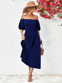 Thumbnail for Off-Shoulder Balloon Sleeve Midi Dress