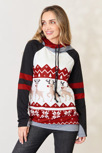 Thumbnail for Double Take Full Size Christmas Drawstring Long Sleeve Hoodie