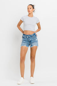 Thumbnail for Lovervet Stepped Waist Raw Hem Denim Shorts