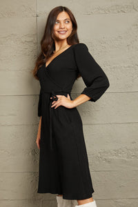 Thumbnail for Culture Code Full Size Surplice Flare Ruching Dress