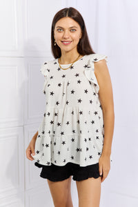 Thumbnail for Heimish Shine Bright Full Size Butterfly Sleeve Star Print Top