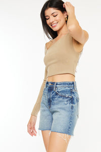 Thumbnail for Kancan Full Size Raw Hem High Waist Denim Shorts