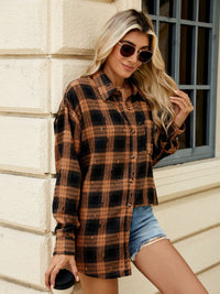 Thumbnail for Plaid Button Up Long Sleeve Shirt