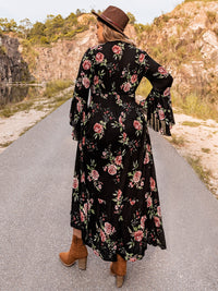 Thumbnail for Plus Size Floral Flare Sleeve Dress